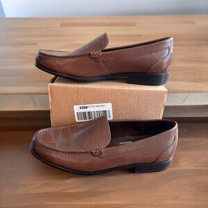 Rockport Men's 7.5 M Dark Brown Leather Classic Slip On Loafers Work